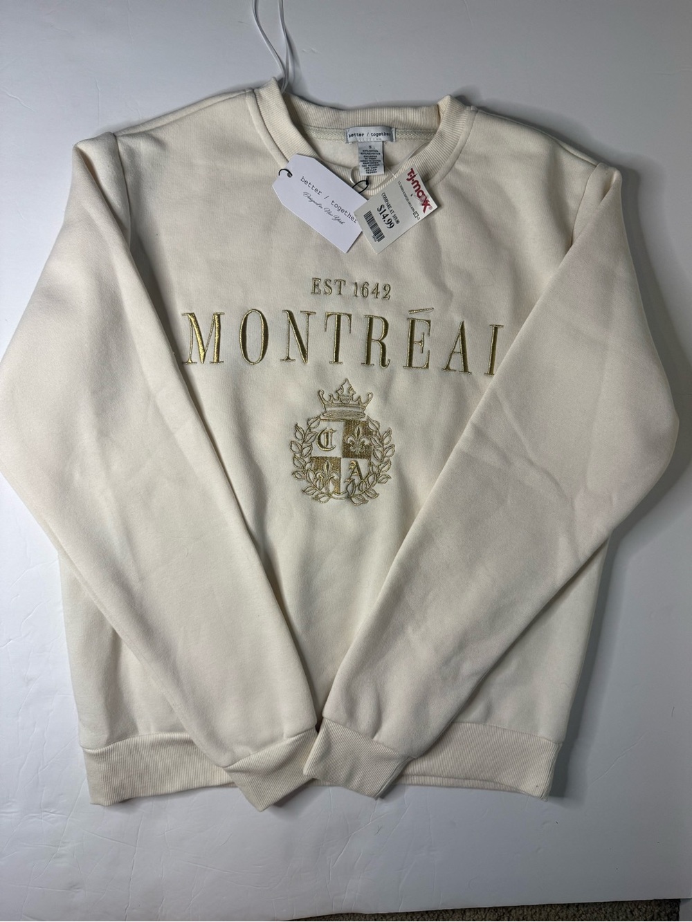 Cream Montréal Embroidered Crewneck Sweatshirt